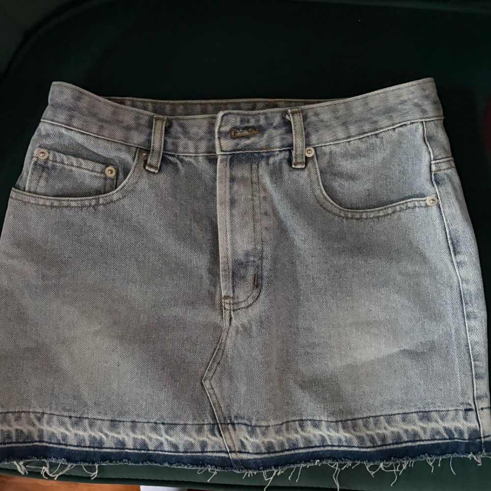 Mini Denim Skirt, raw hem, never worn Lucy In the Sky